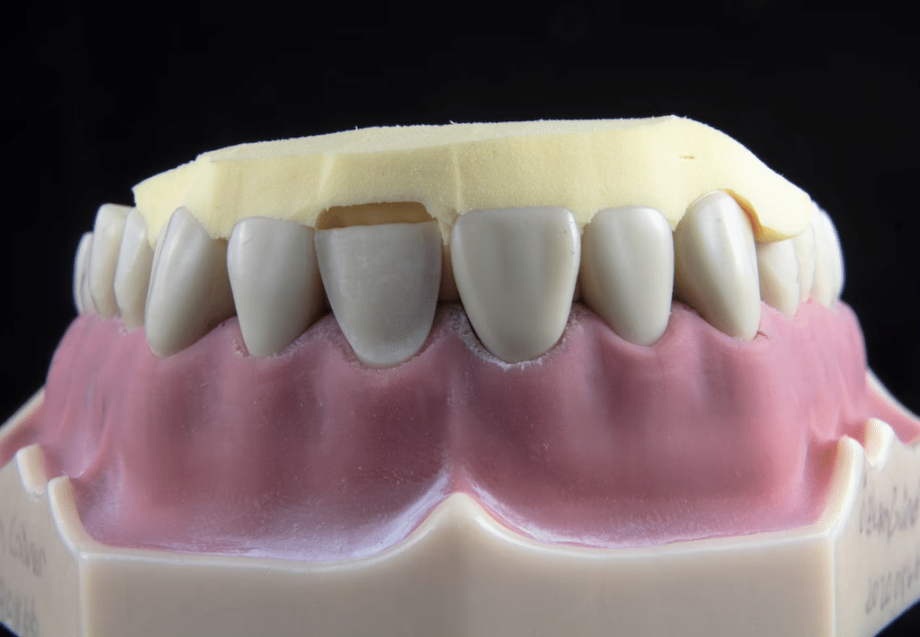 a wax model of the lower teeth